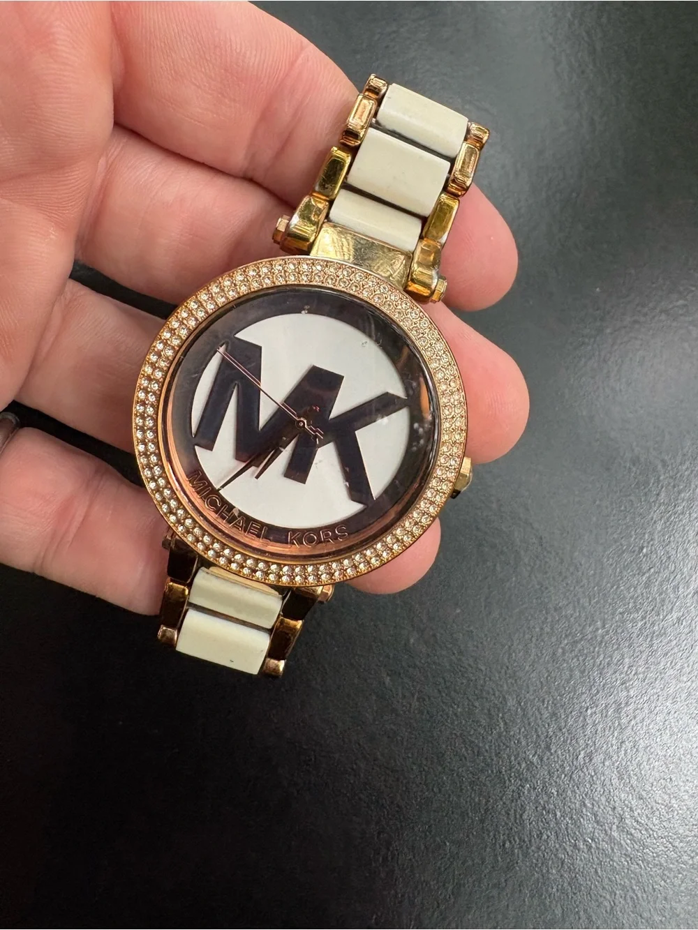 Michael Kors Rose Gold and White MK Logo Watch